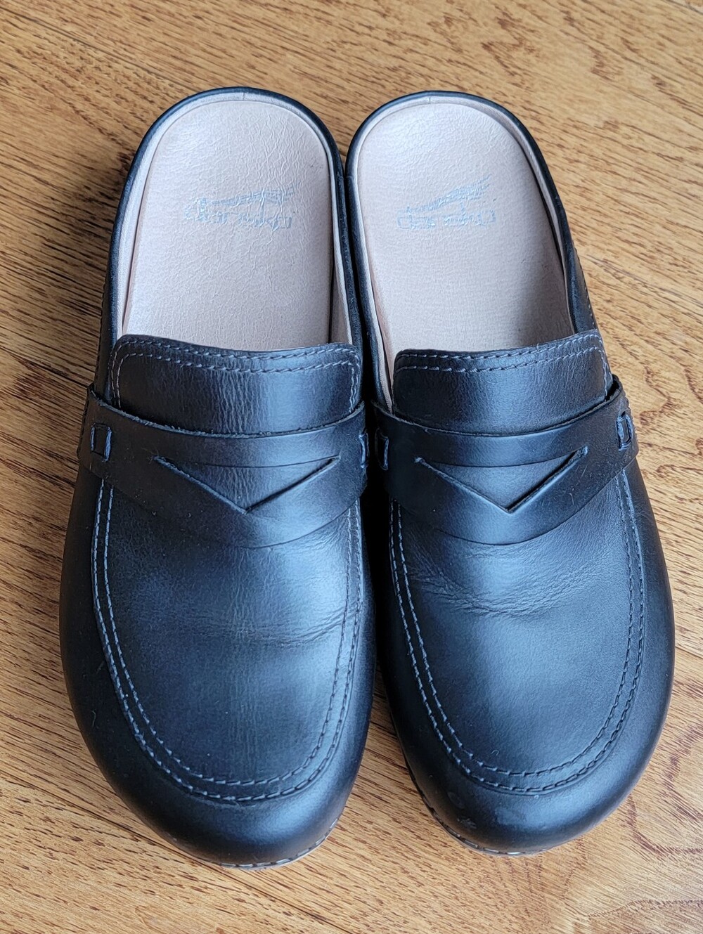 Dansko Bel Oiled Mule Womens 37 6.5 7 Black Leather Slip On Pull Up Penny Loafer - Picture 2 of 9